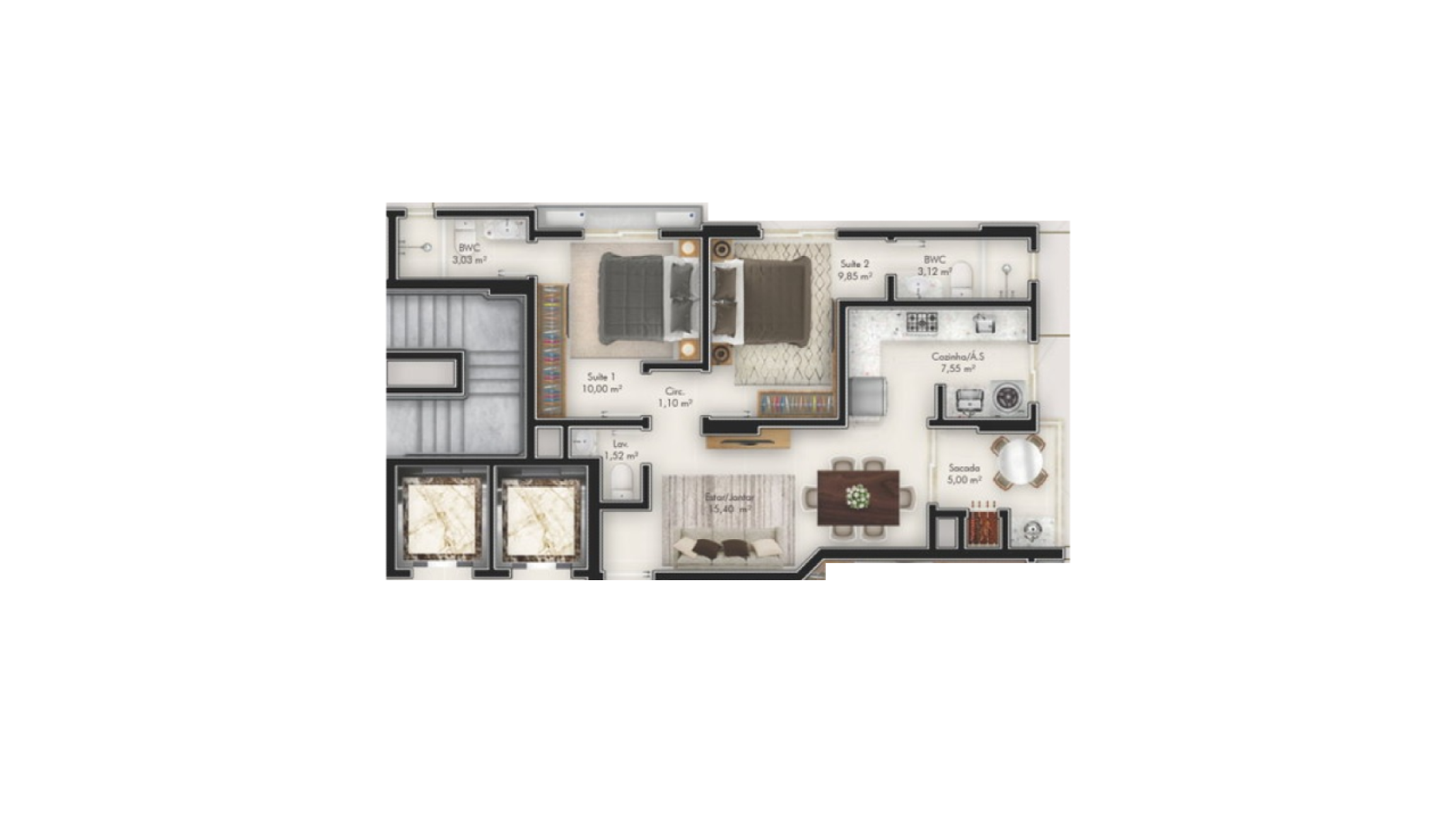 Apartamento com 2 suítes no Gran Solare no Morretes em Itapema - Planta