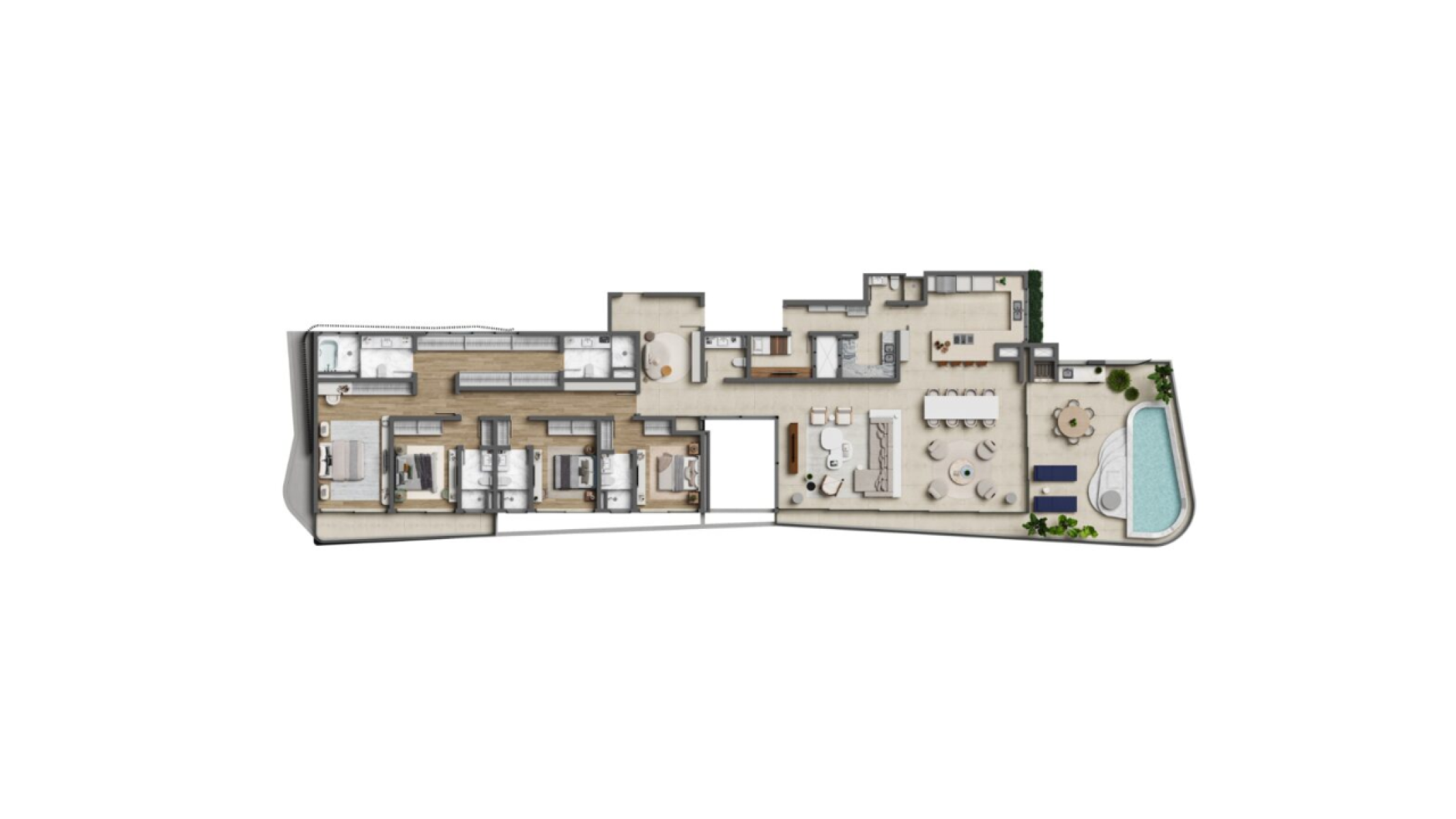 Apartamento com 4 suítes, 396.08m² no Edifício Ená by Jayme Bernardo no Estaleiro em Balneário Camboriú - Planta