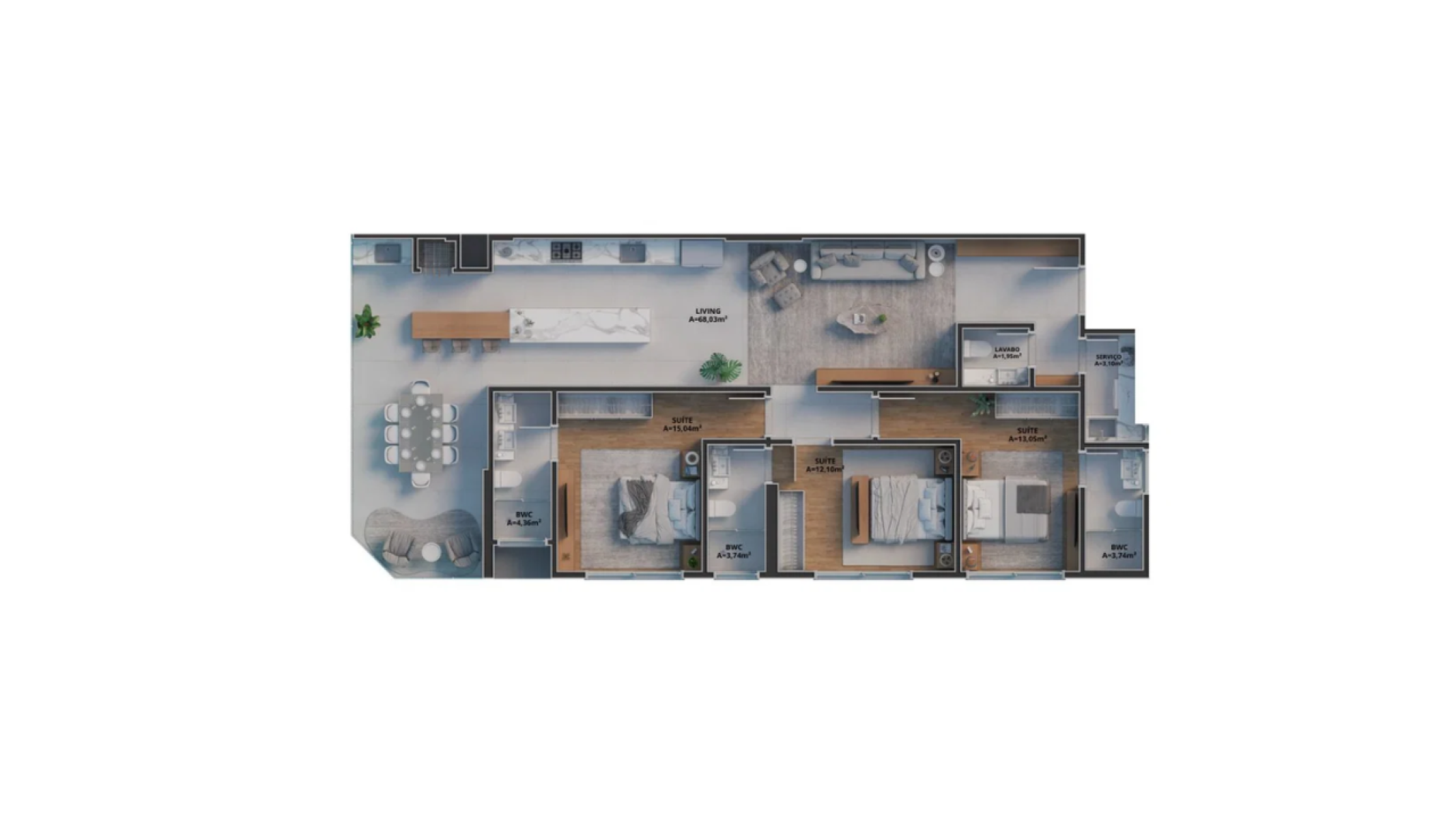 Apartamento com 3 Suítes no Zion Tower em Balneário Perequê, Porto Belo - Planta