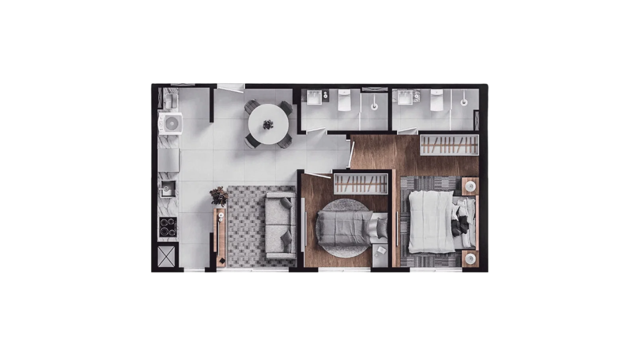 Apartamento com 2 Quartos no NF Moov Home Club no Bairro Nações em Balneário Camboriú - Planta