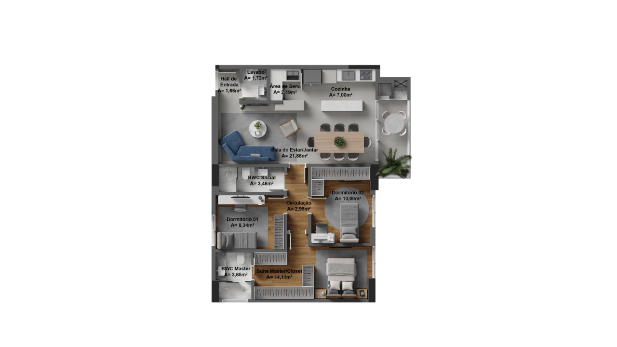 Apartamento com 3 Quartos no Vista Mare no Bairro Fazenda em Itajaí - Planta