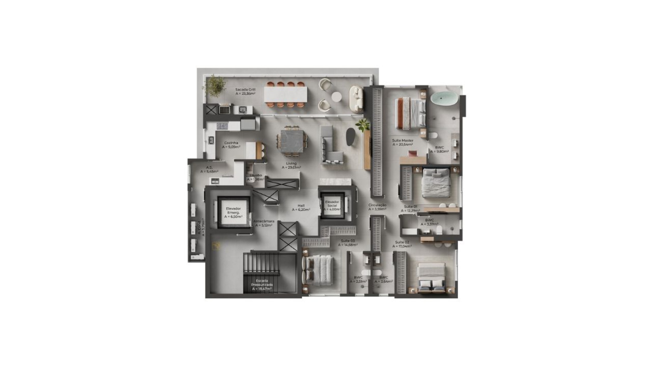Apartamento diferenciado com 4 Suítes no Toscano Residenze no Centro, Balneário Camboriú - Planta