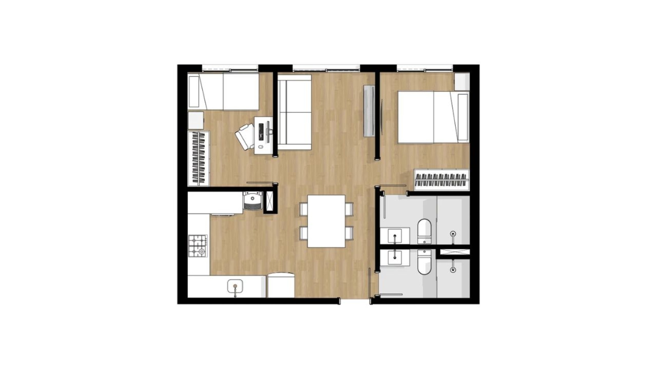 Apartamento com 2 Quartos no Portovelas no Bairro São João em Itajaí - Planta