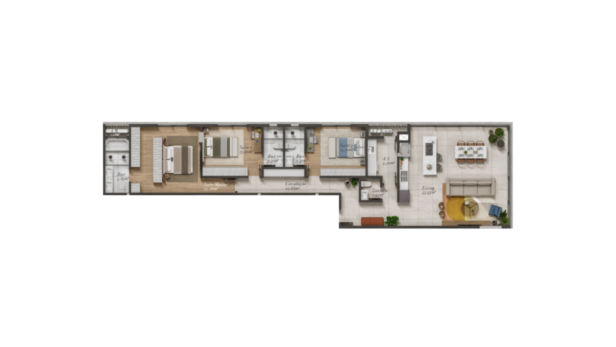 Apartamento com 3 suítes e 163m² no Marbella na Praia Brava em Itajaí  - Planta