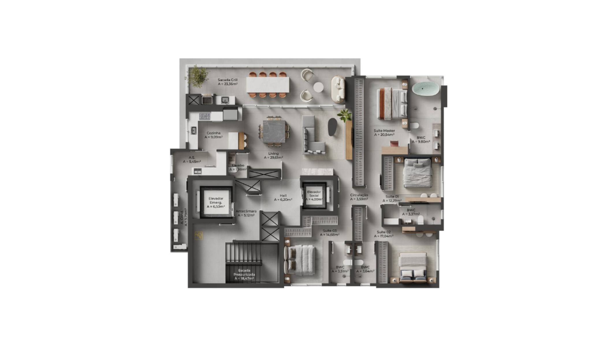 Apartamento com 4 Suítes no Toscano Residenze no Centro de Balneário Camboriú - Planta