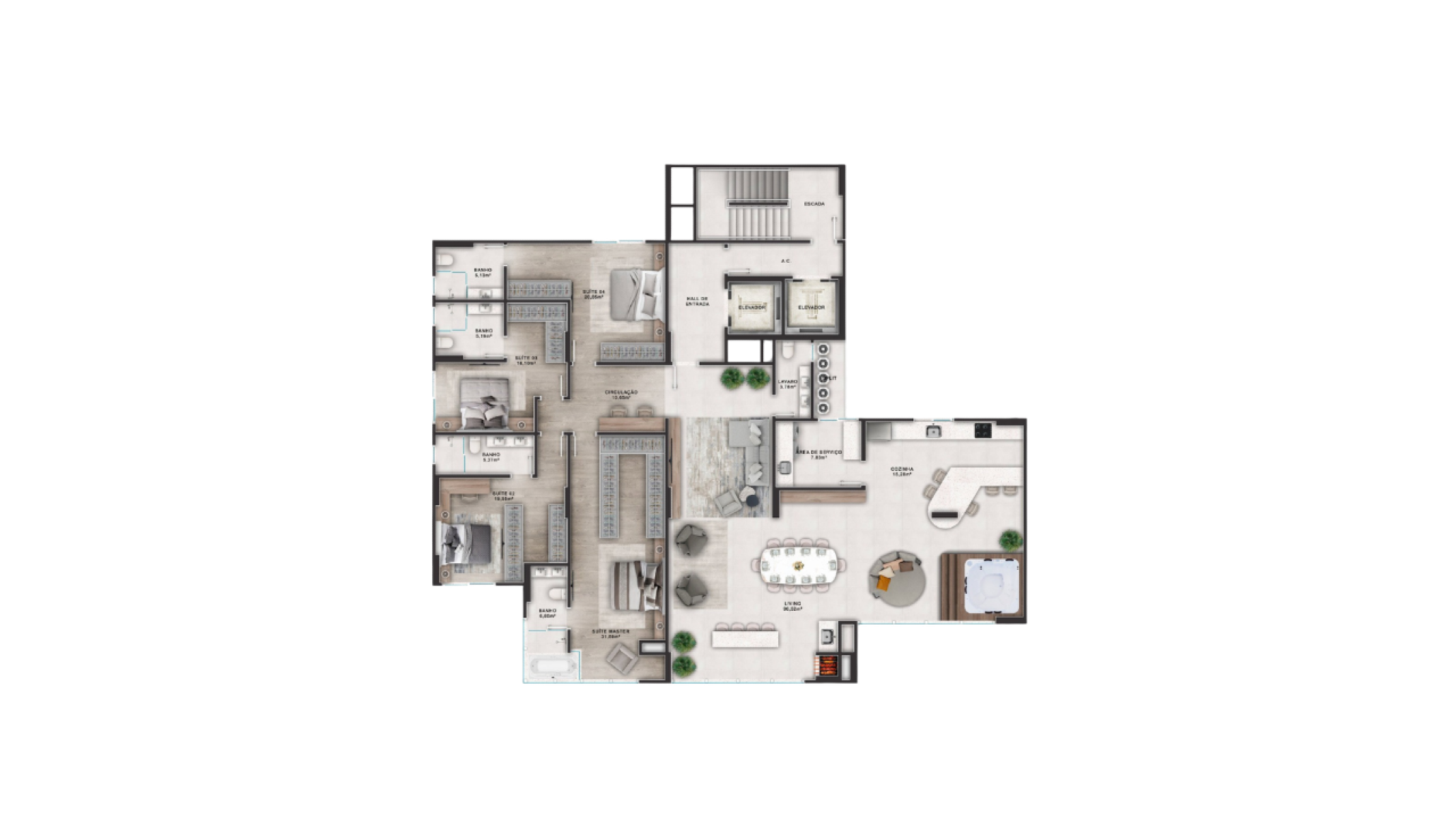 Apartamento com 3 suítes no Avenue no Centro em Balneário Camboriú - Planta