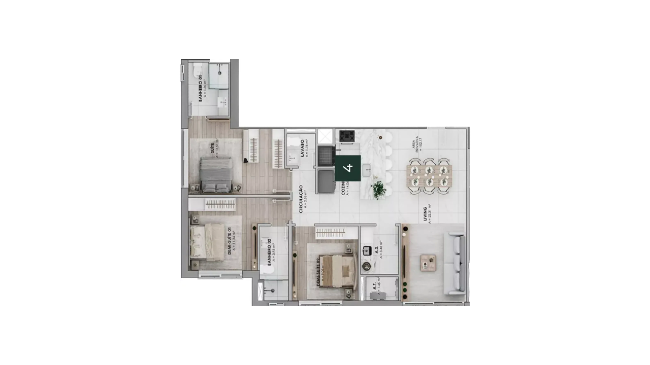 Apartamento com 3 quartos no Edifício Garden Park Home Club no Pioneiros em Balneário Camboriú - Planta