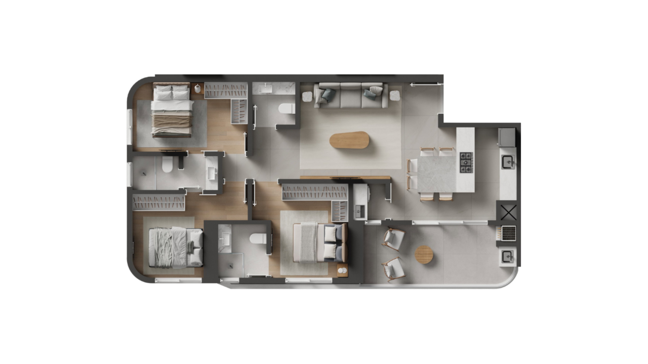 Apartamento com 3 Dormitórios no Baker's Bay em Perequê, Porto Belo - Planta