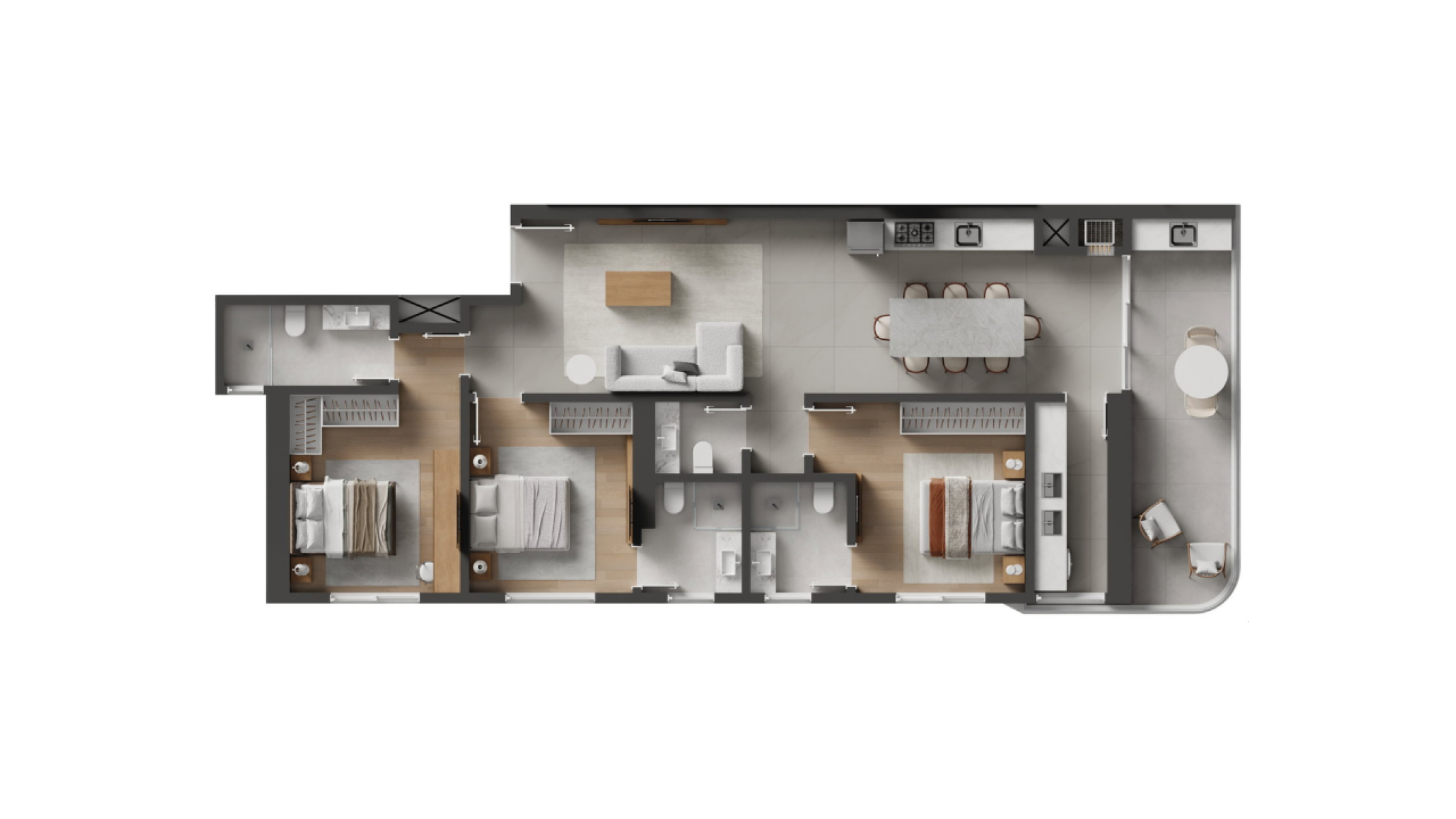 Apartamento com 3 Suítes no Baker's Bay no Perequê em Porto Belo - Planta