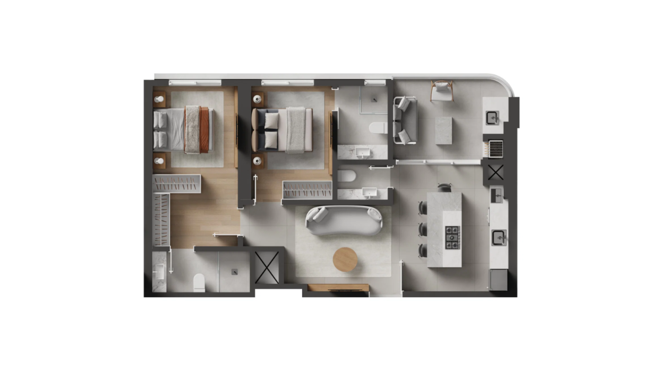 Apartamento com 2 Suítes no Baker's Bay em Perequê, Porto Belo - Planta