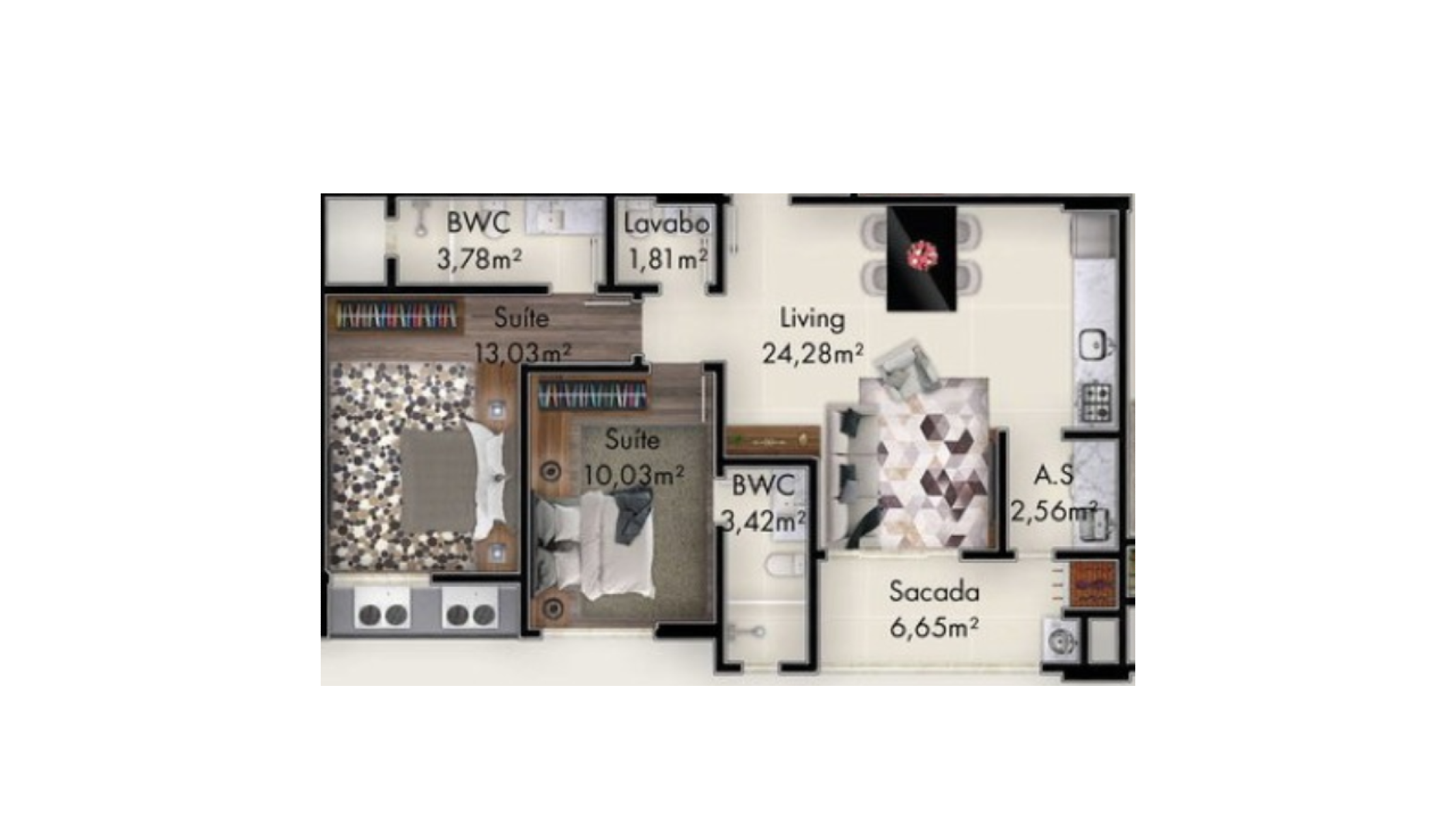 Apartamento com 2 Suítes no Edifício Clara Palace em Balneário Perequê no Porto Belo - Planta