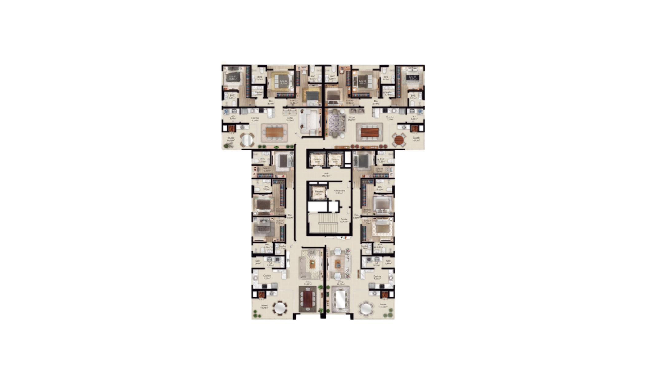 Apartamento 125m² com 3 Suítes no Edifício Soltero em Balneário Perequê, Porto Belo - Planta
