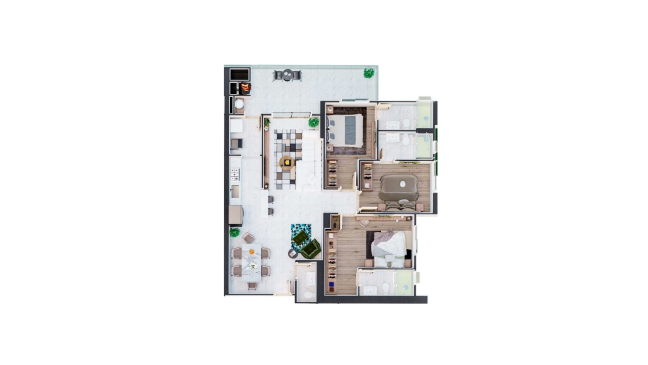 Apartamento com 3 suítes Reserva do Arvoredo em Balneário Perequê Porto Belo - Planta