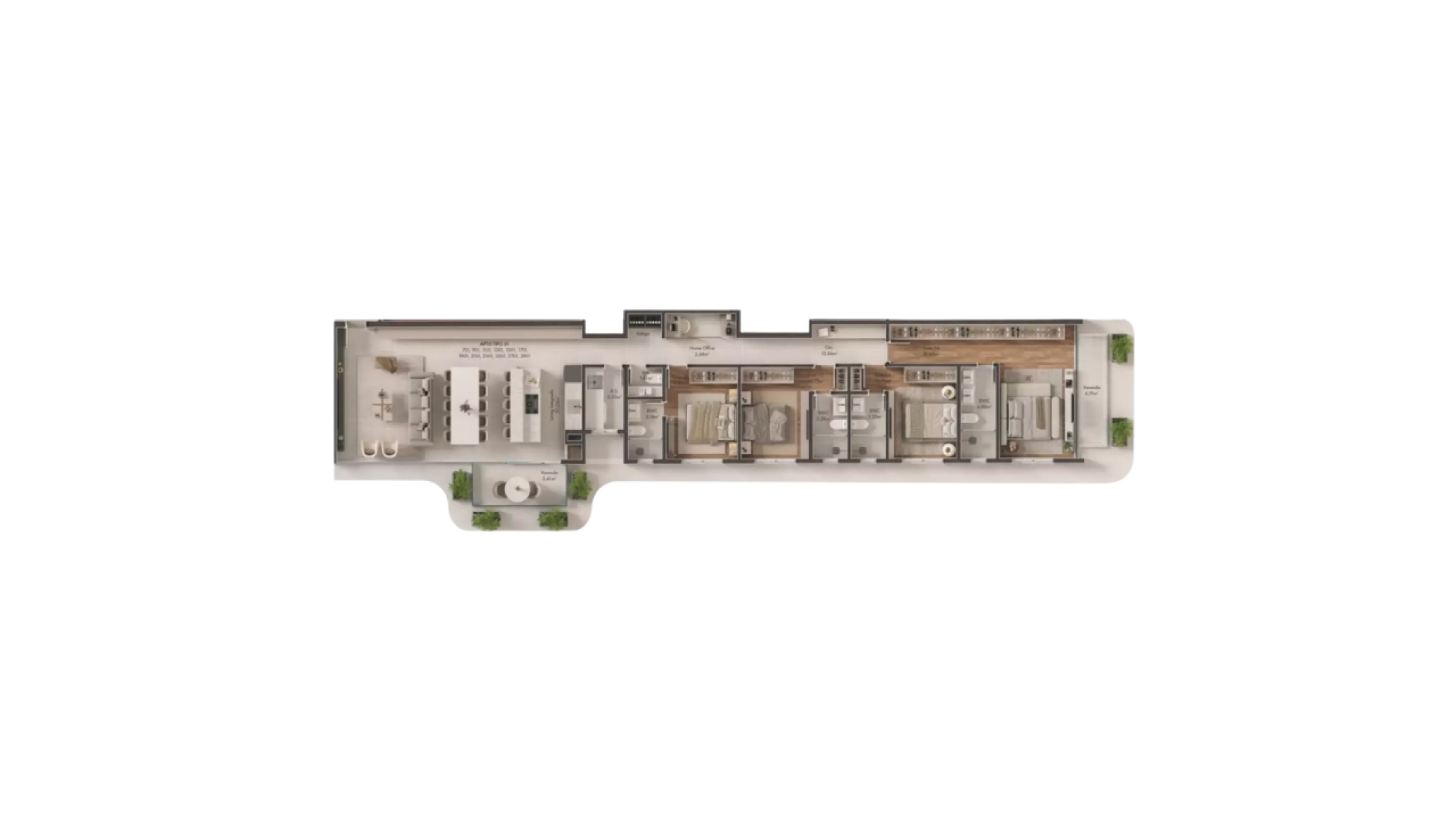 Apartamento com 4 suítes no Vision Home Club no Vivapark em Porto Belo - Planta