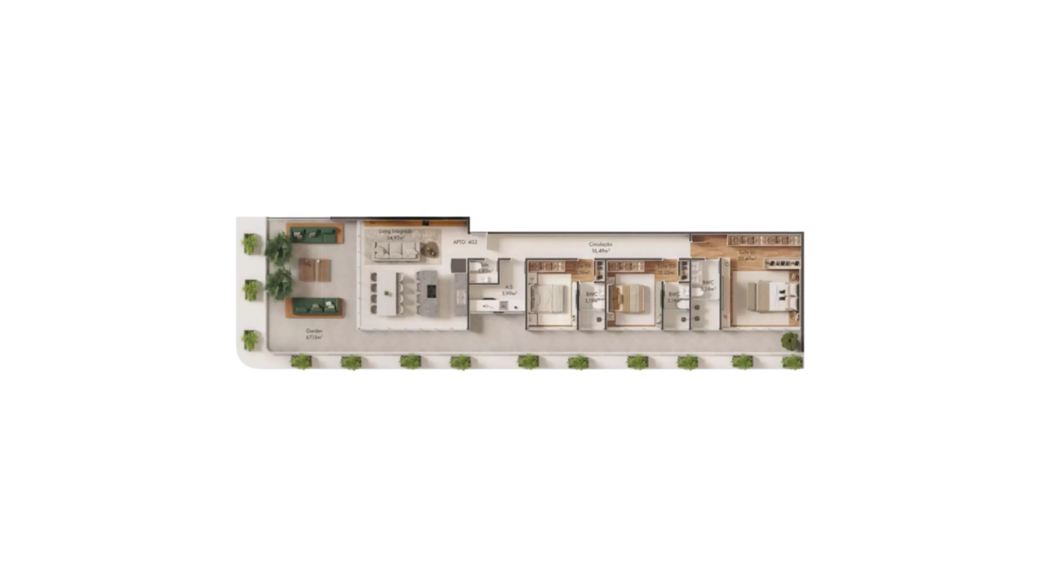 Apartamento Garden com 3 suítes no Vision Home Club no Vivapark, Porto Belo - Planta