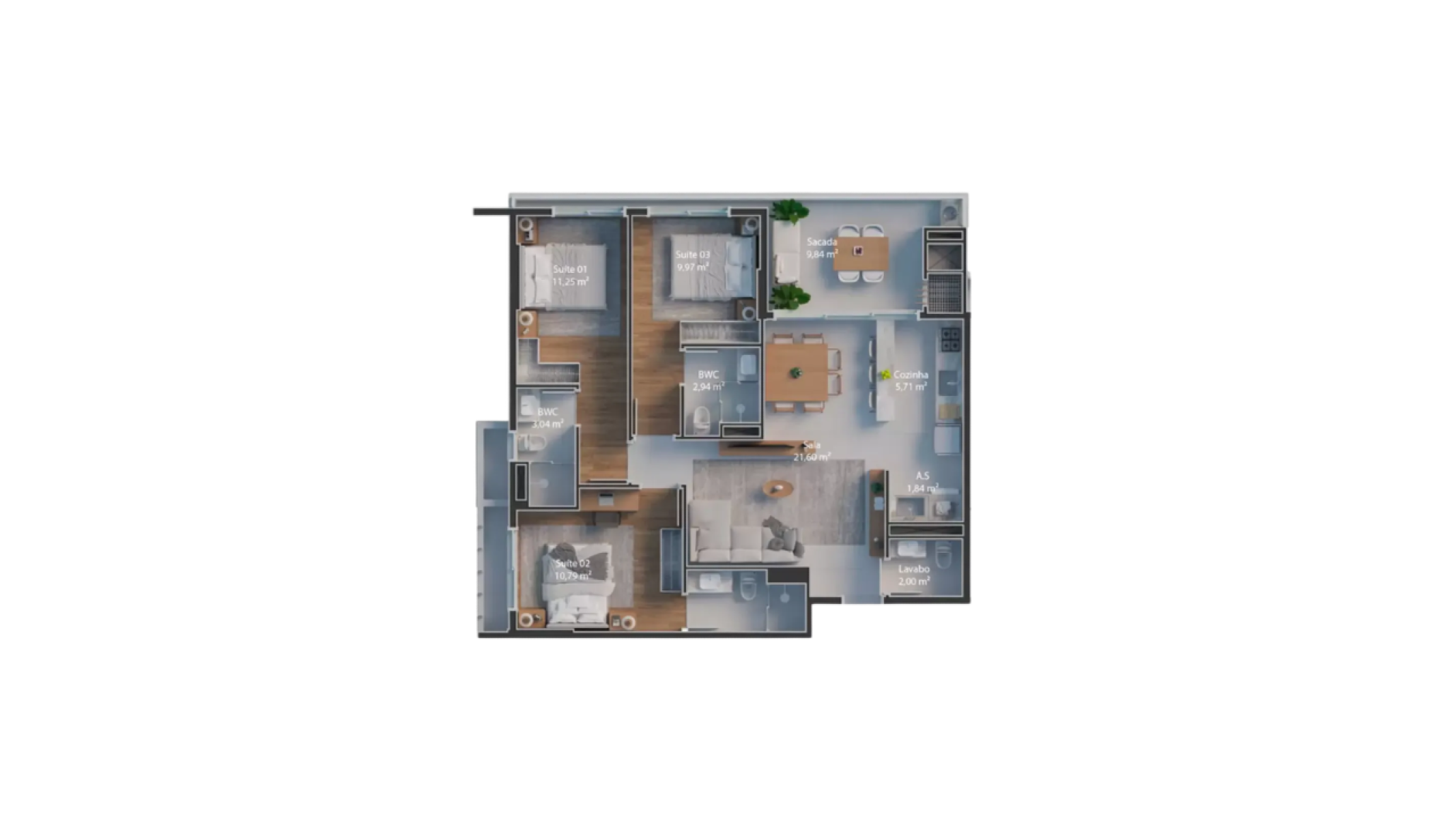 Apartamento com 3 suítes no Edifício Ventura no Vivapark em Porto Belo - Planta