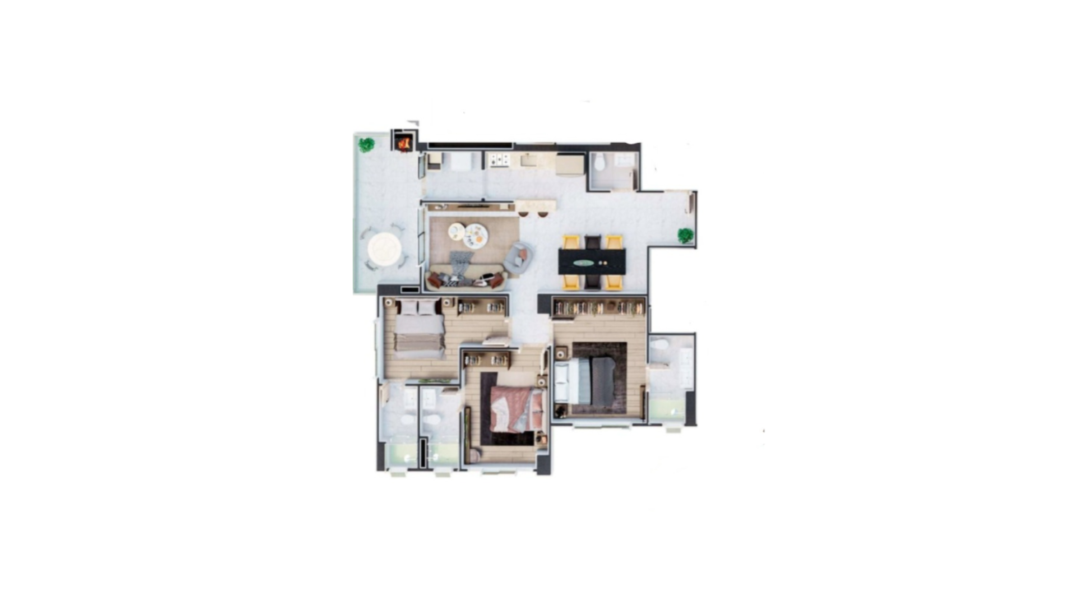 Apartamento com 3 Suítes no Edifício Reserva do Arvoredo no Bairro Jardim Dourado em Porto Belo - Planta