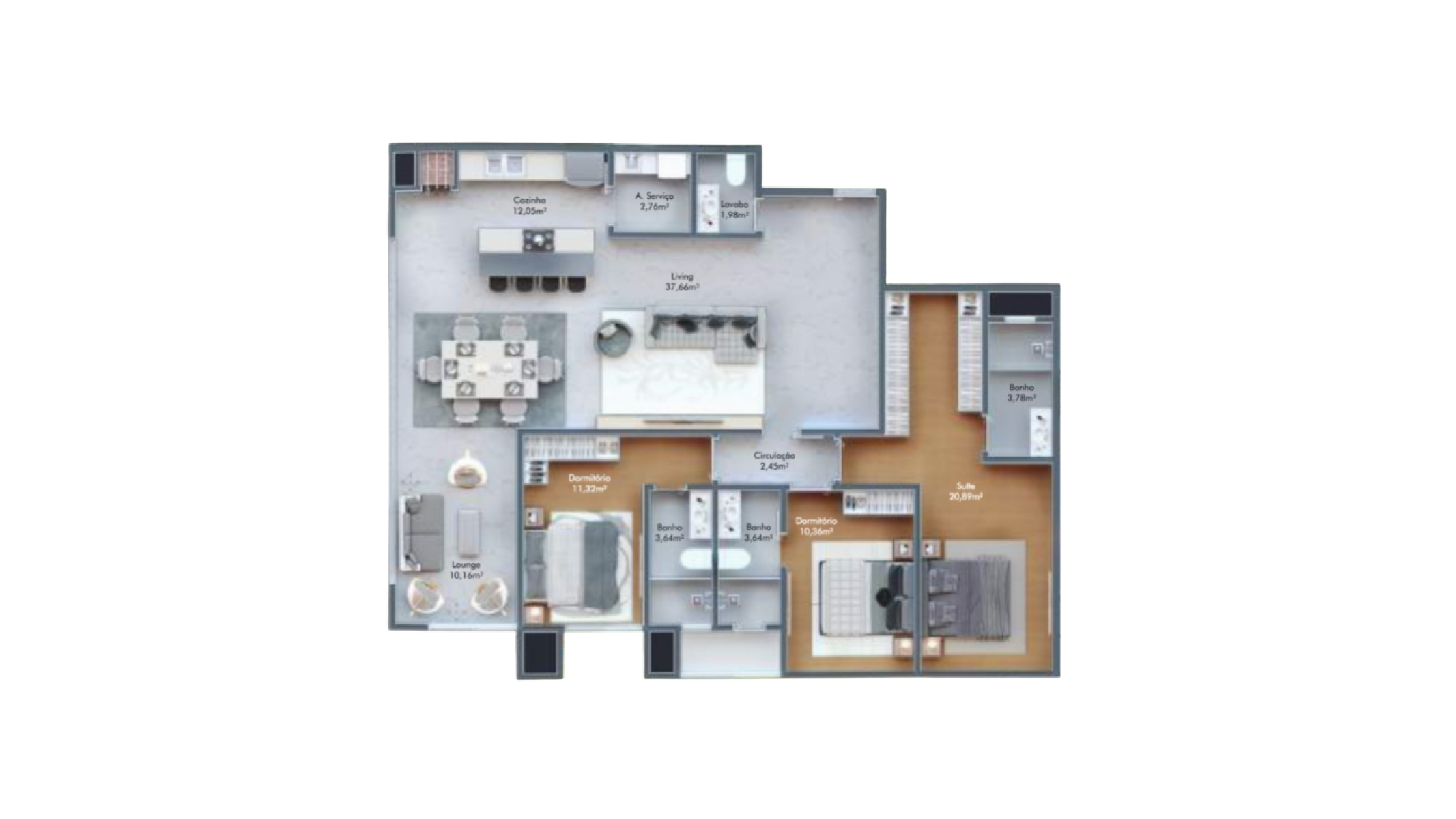  Apartamento com 3 suítes no Residencial Le Mans em Balneário Perequê, Porto Belo - Planta