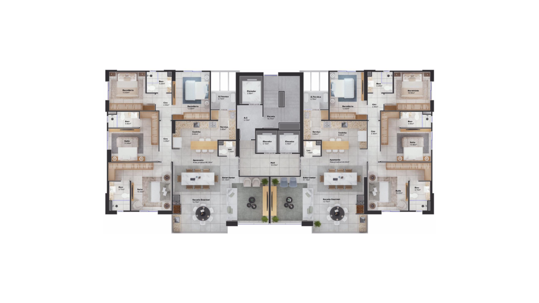 Apartamento com 4 Dormitórios no Edifício Opera Tower no Centro em Balneário Camboriú - Planta