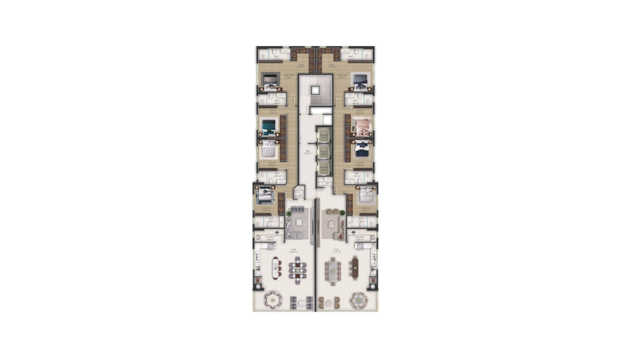 Apartamento à Venda no Shanghai Tower Alto Padrão com 4 suítes em Meia Praia, Itapema - Planta