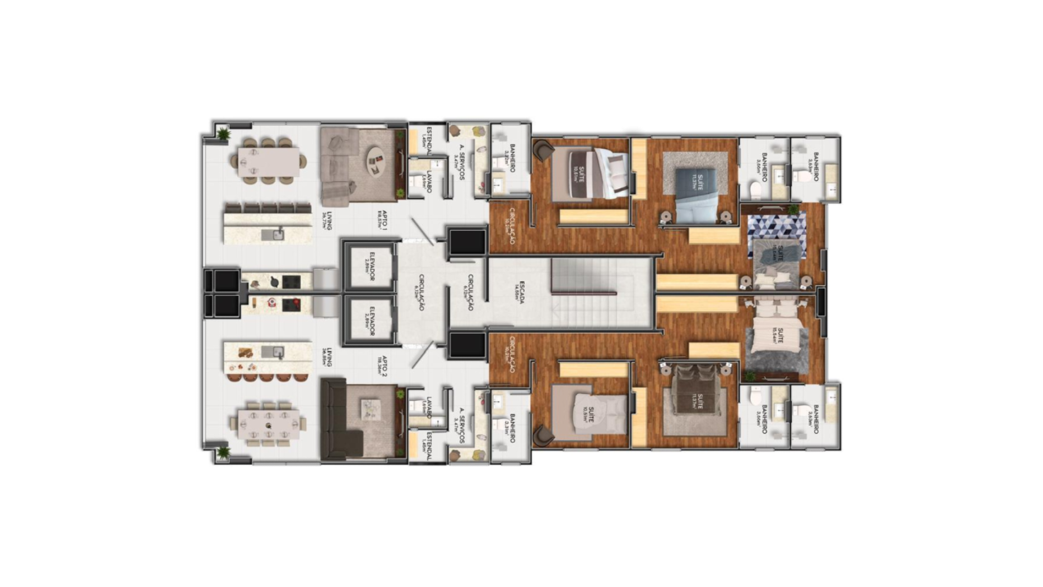 Apartamento com 3 suítes no Residencial Splendor na Meia Praia em Itapema - Planta