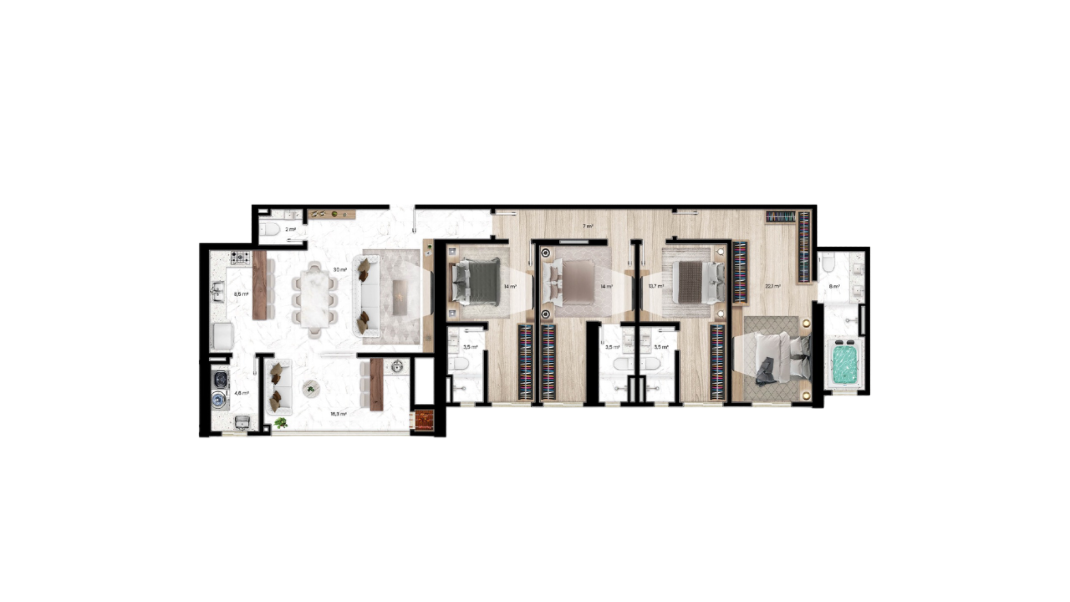 Apartamento com 4 Suítes no Edifício Montreux no Centro, Itapema - Planta