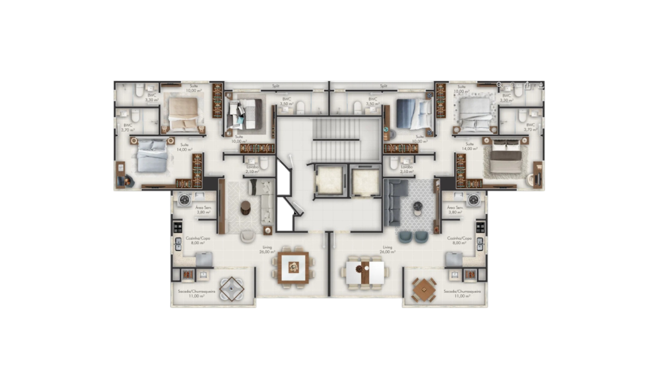 Apartamento com 3 suítes no Riomaggiore Residence na Meia Praia em Itapema - Planta