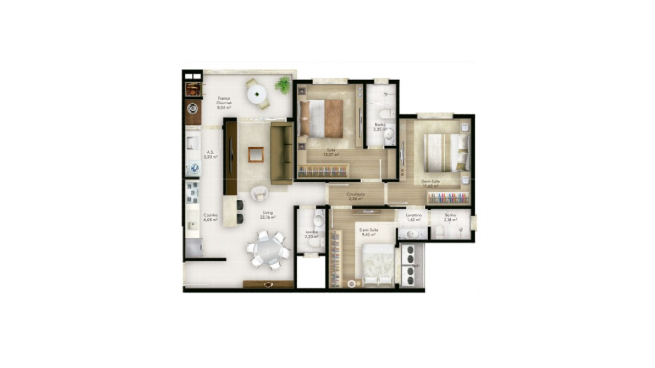 Apartamento com 3 dormitórios no Belmare no Canto da Praia, Itapema - Planta