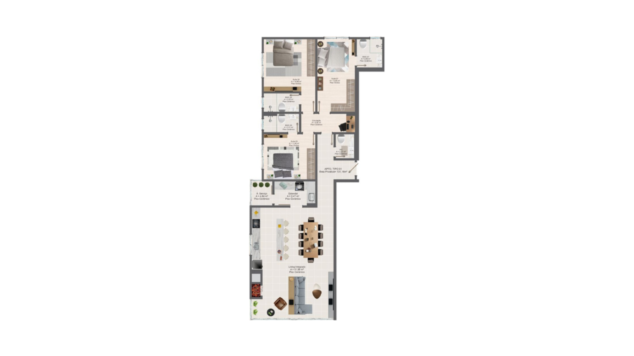 Apartamento com 3 suítes no edifício Atlan Tower no Centro em Itapema - Planta