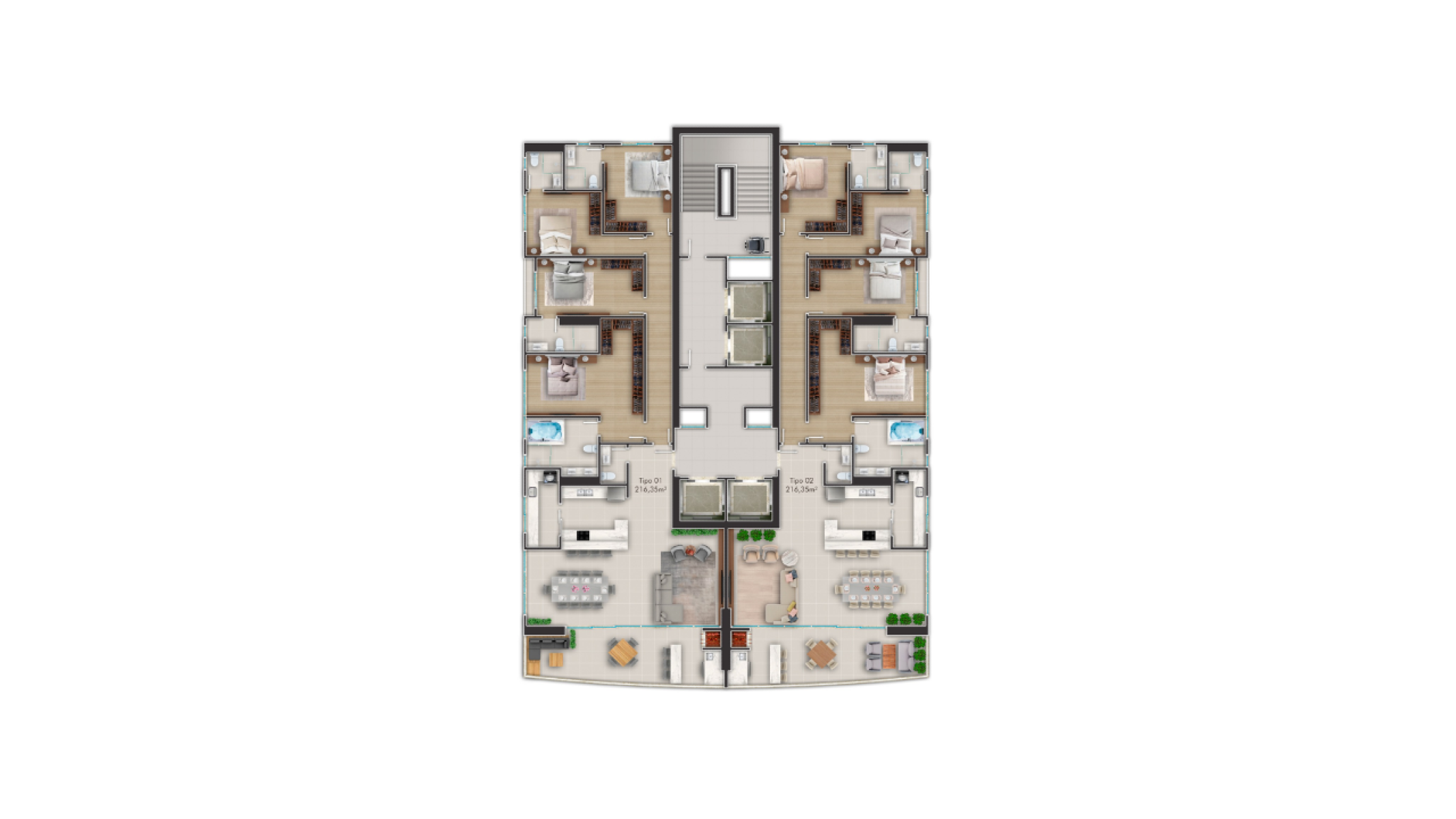 Apartamento com 4 suítes no Principado de Mônaco no Centro em Itapema - Planta