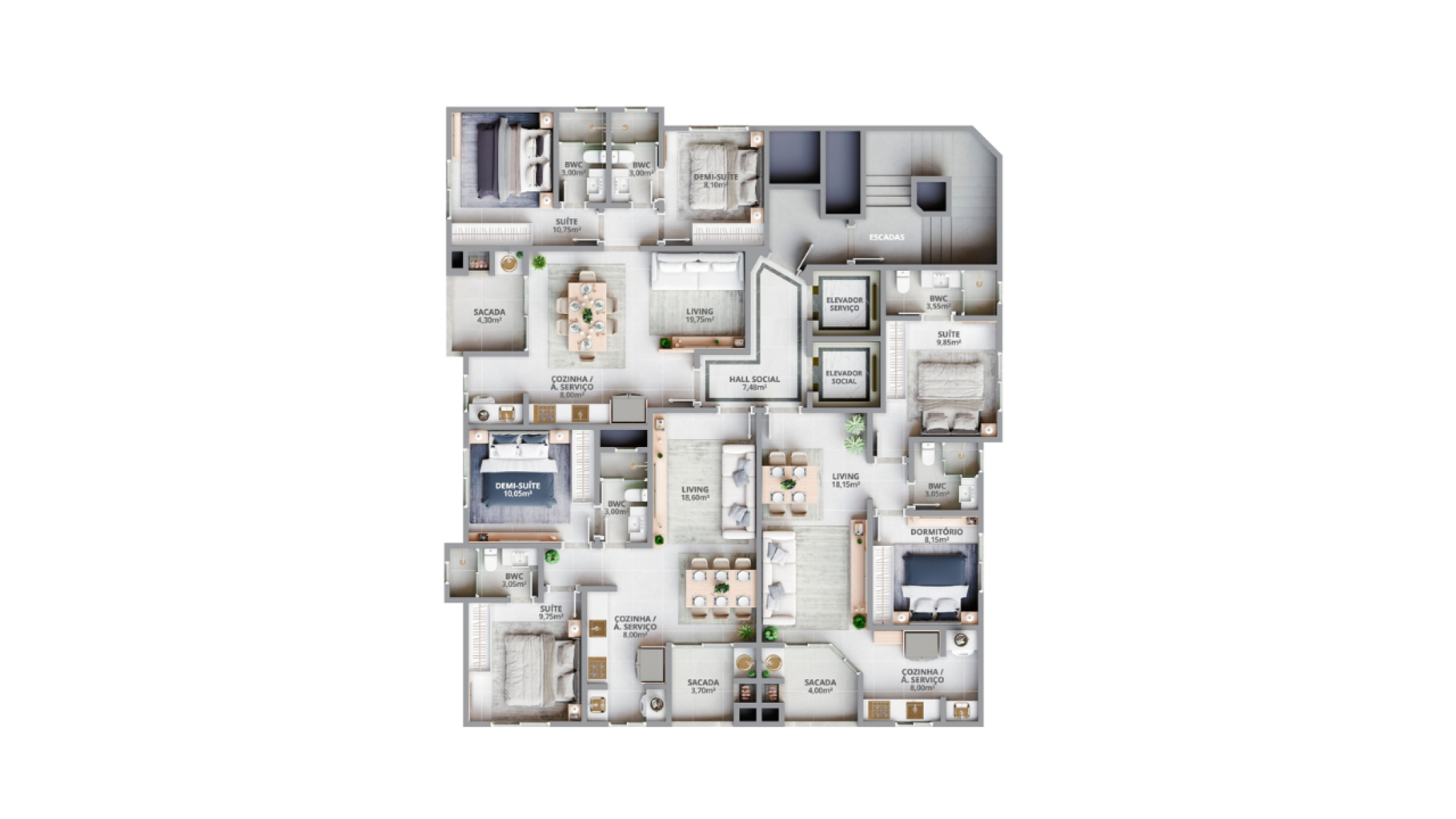 Apartamento com 2 dormitórios no Residencial Ilha de Maiorca no Morretes em Itapema - Planta