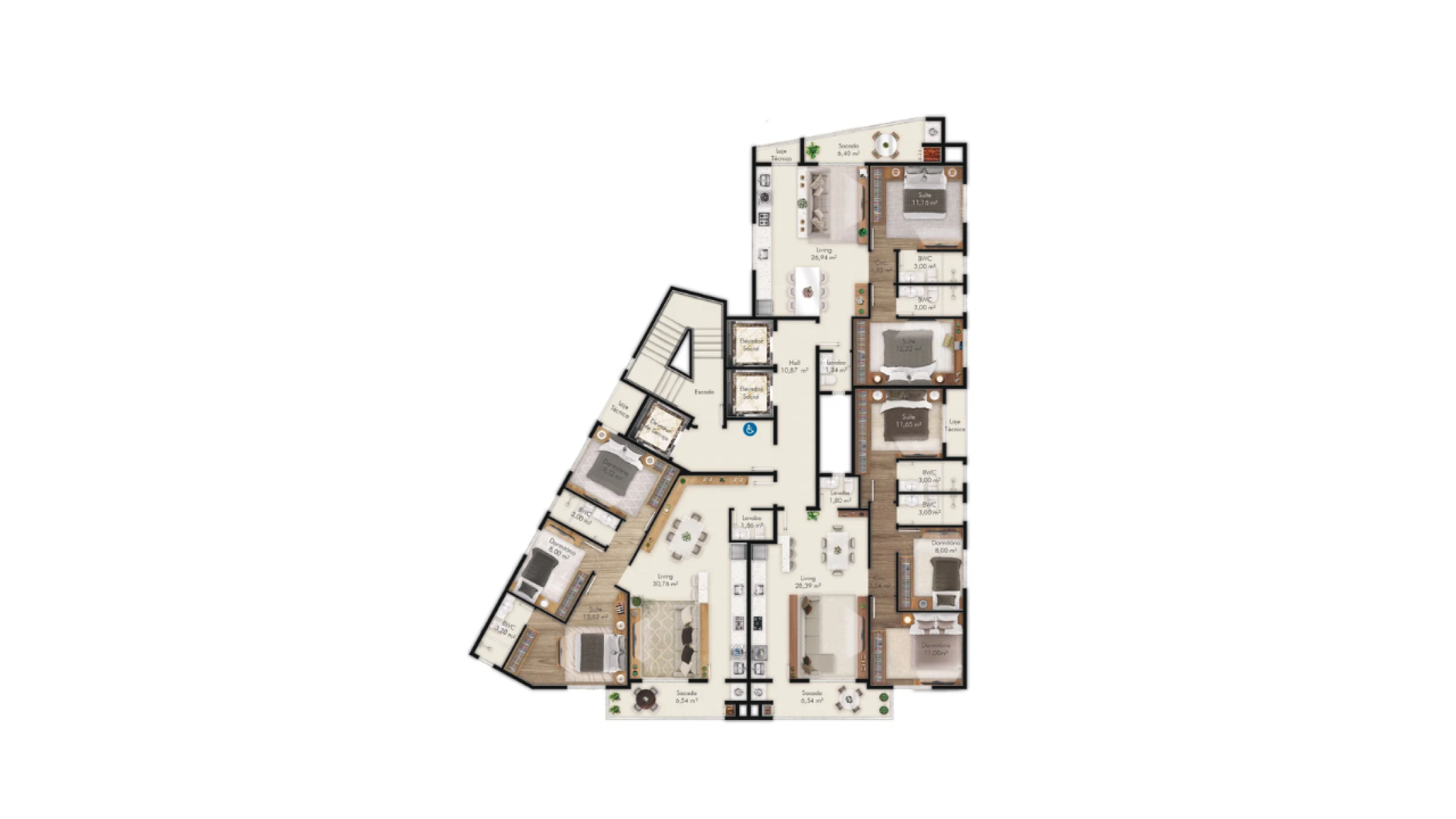 Apartamento com 3 Quartos no One Palace no Bairro Fazenda em Itajaí - Planta