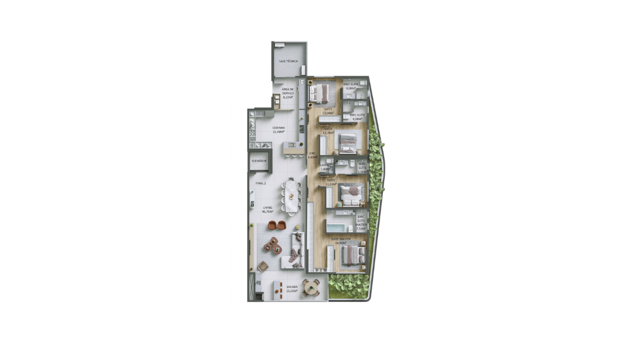 Apartamento com 4 suítes no Altimare Residencial no bairro Fazenda em Itajaí - Planta