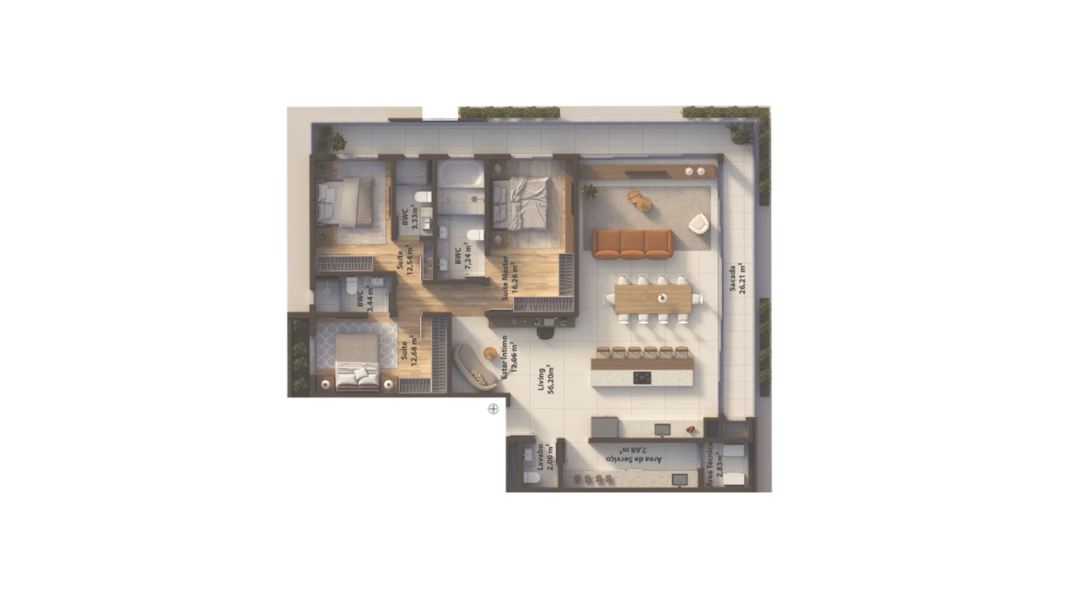 Apartamento com 3 Suítes no Aura Living Home na Praia Brava em Itajaí - Planta