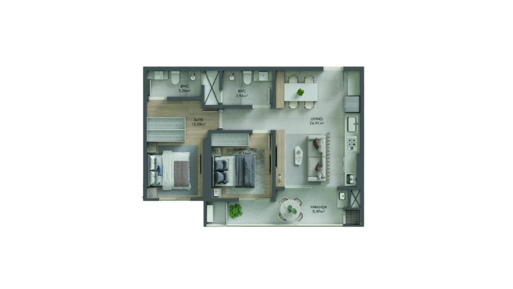 Apartamento com 2 Quartos no Solara Camboriú no Bairro Tabuleiro em Camboriú - Planta