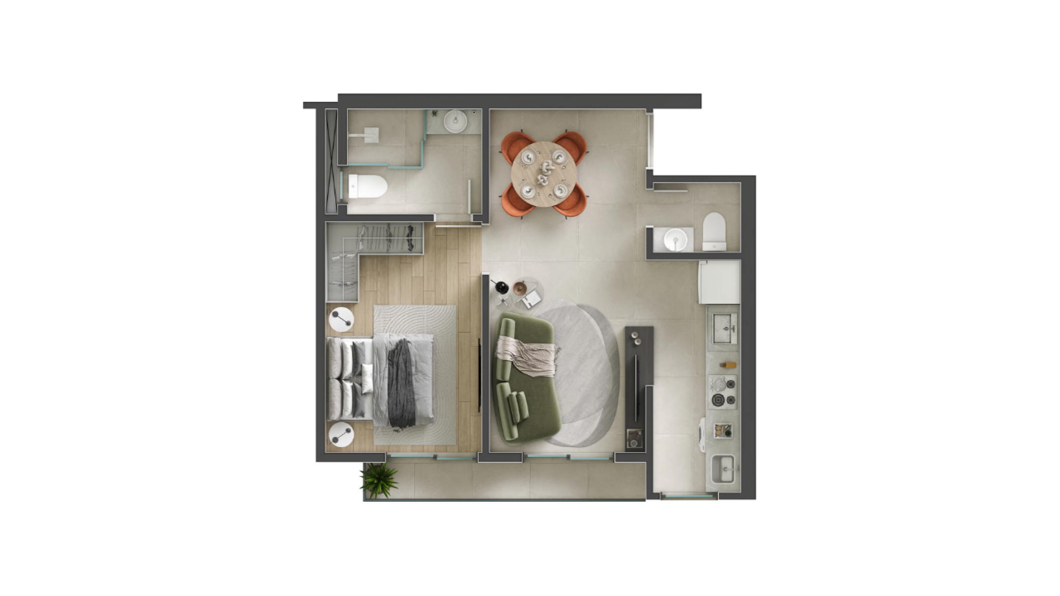 Apartamento com 1 Quarto no Oxford 586 Residence no Centro de Itajaí - Planta