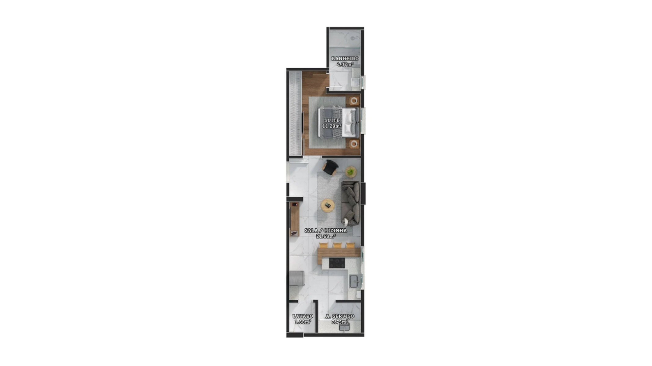 Apartamento com 1 Suíte no Brooklyn 365 Residence no Centro de Itajaí - Planta