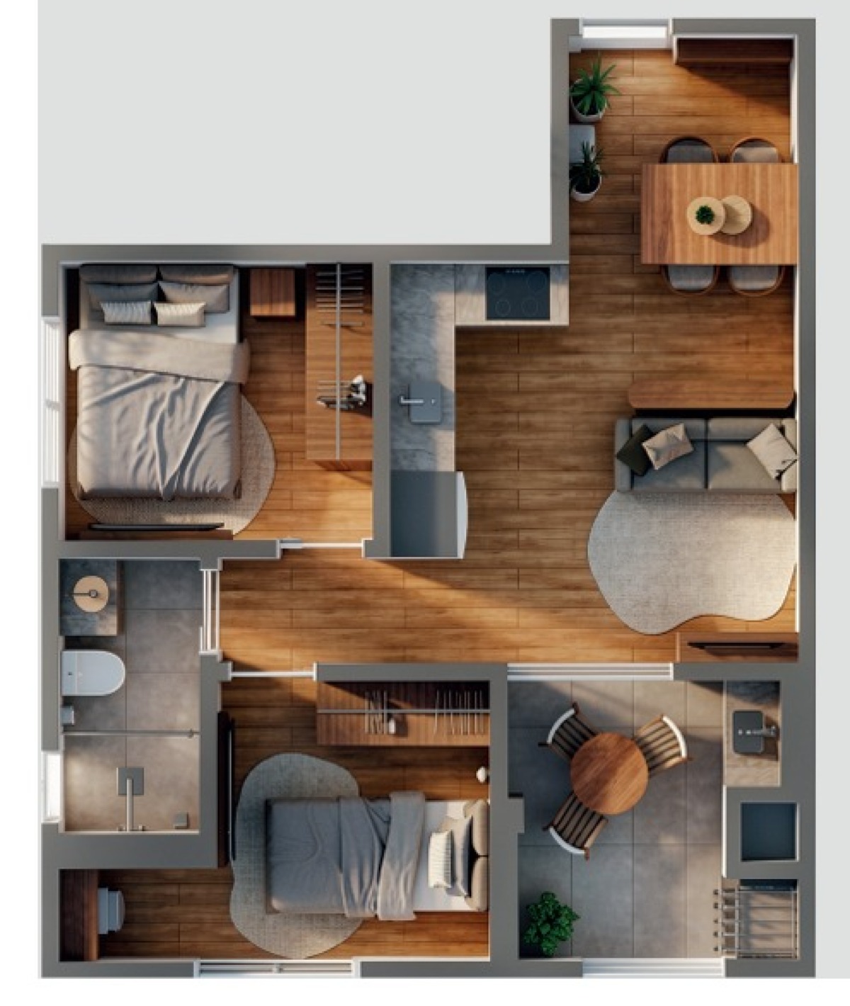 Apartamento com 2 Dormitórios no Edifício Reserva no Jardim Dourado em Porto Belo  - Planta