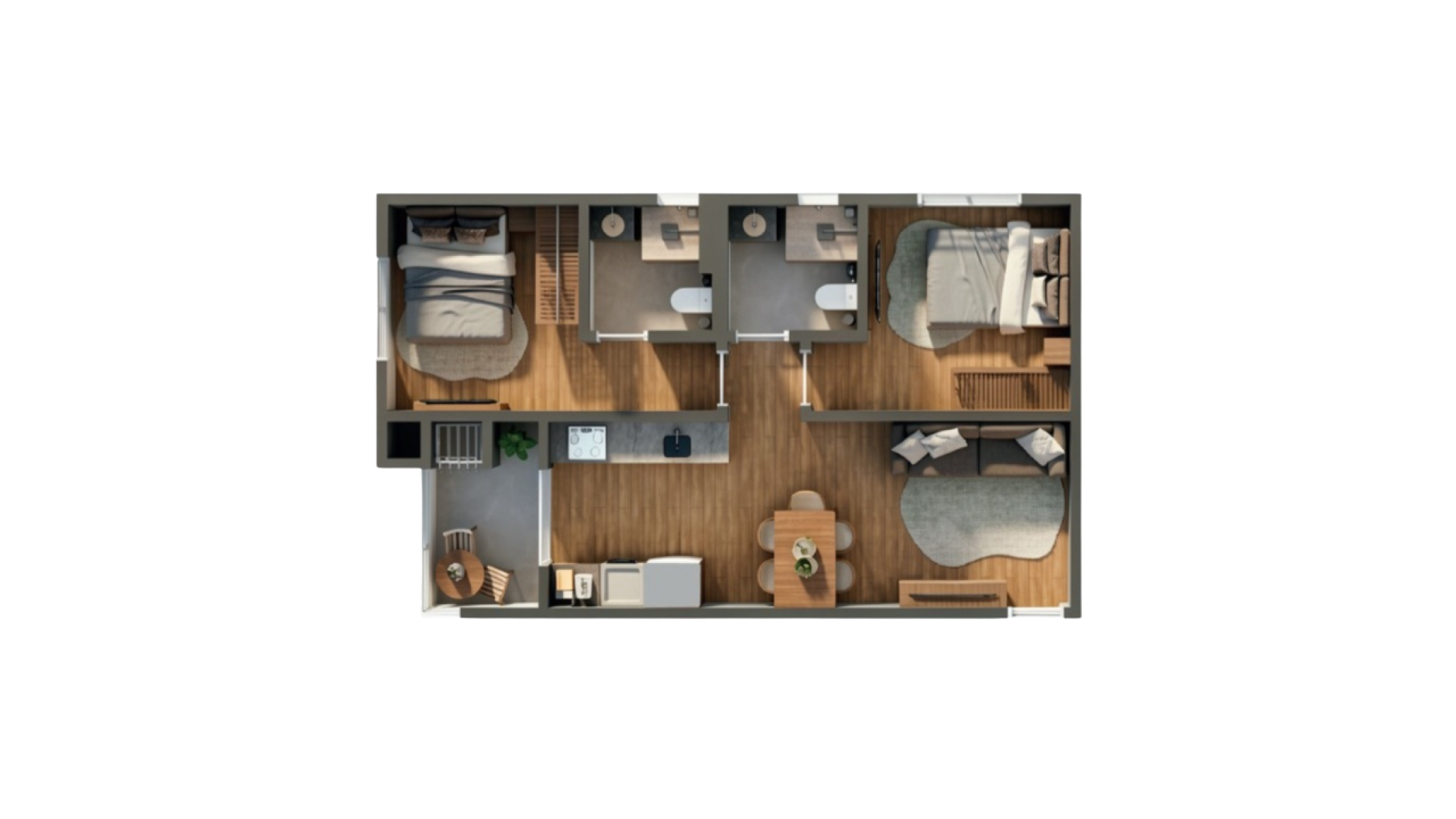 Apartamento com 57,60m², 2 Dormitórios no Edifício Reserva no Jardim Dourado, Porto Belo - Planta