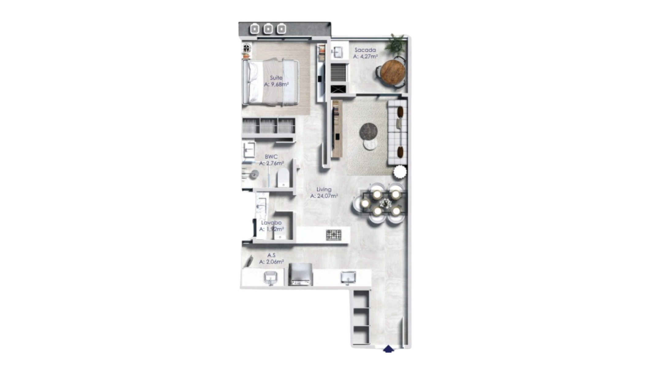 Apartamento com 1 Suíte no Farol de Orange no Centro de Balneário Camboriú - Planta