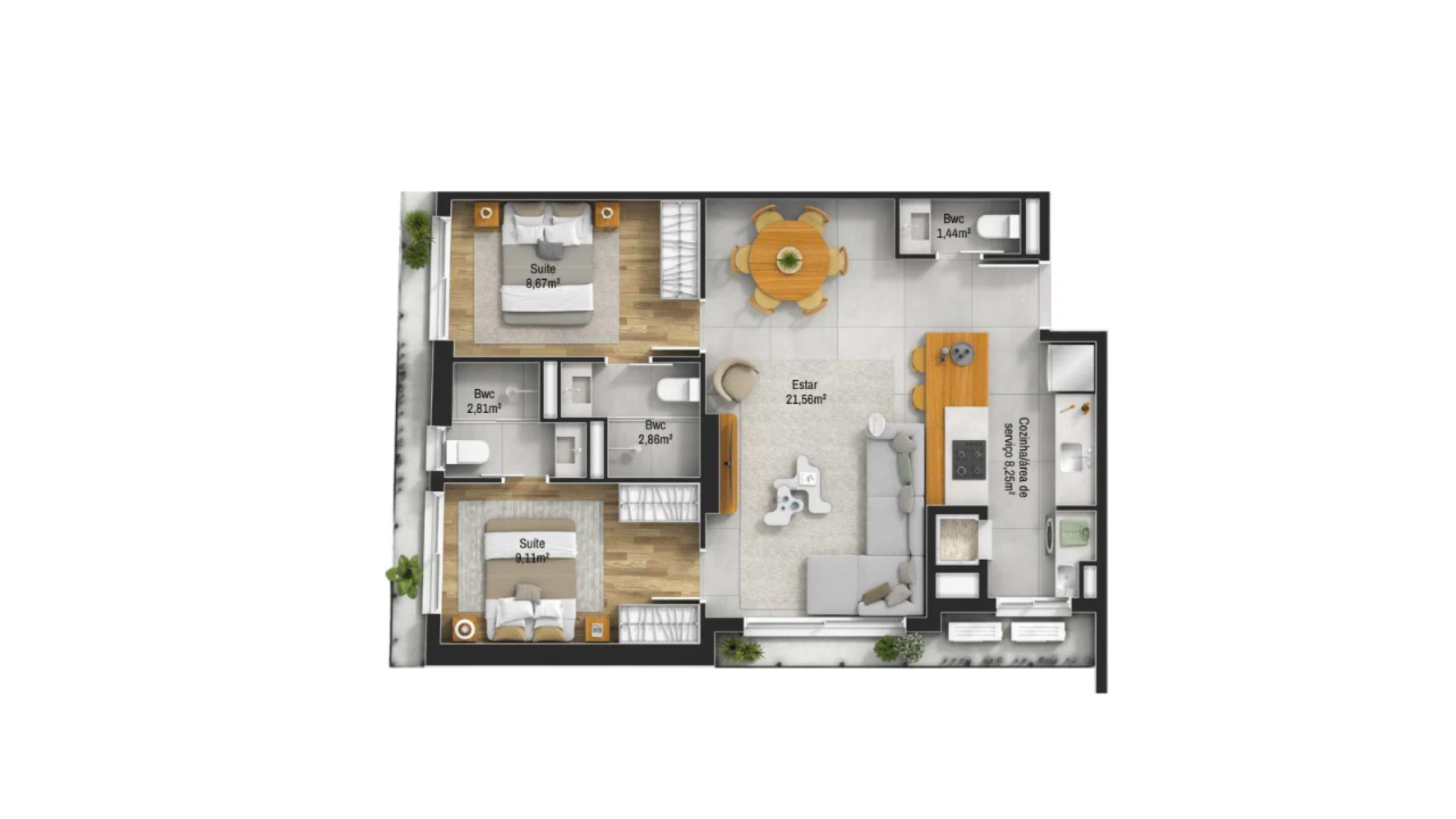 Apartamento com 2 Suítes no Brise no Canto da Praia em Itapema - Planta