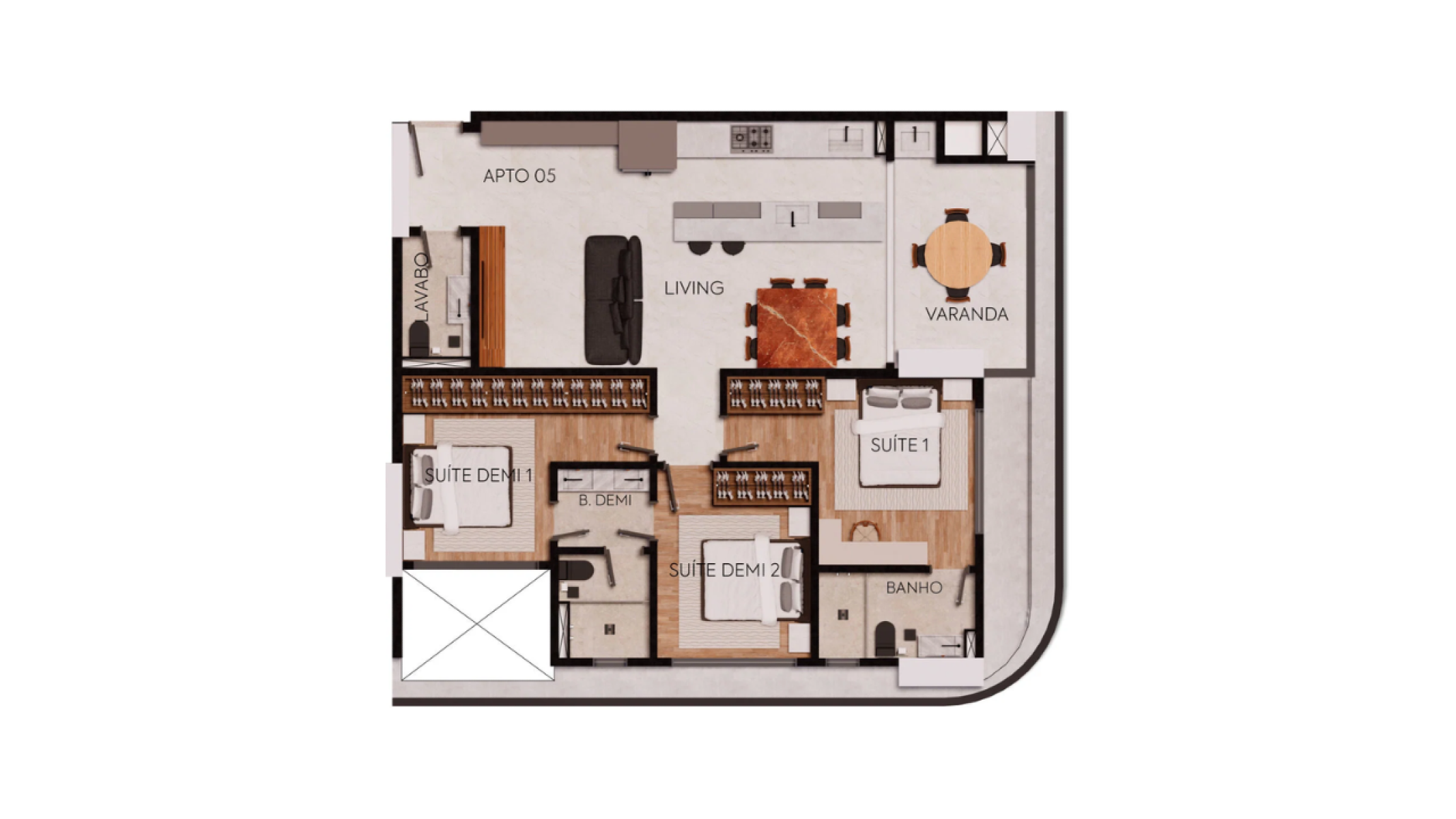 Apartamento com 3 Dormitórios no Brava Green Home Club na Praia Brava em Itajaí - Planta
