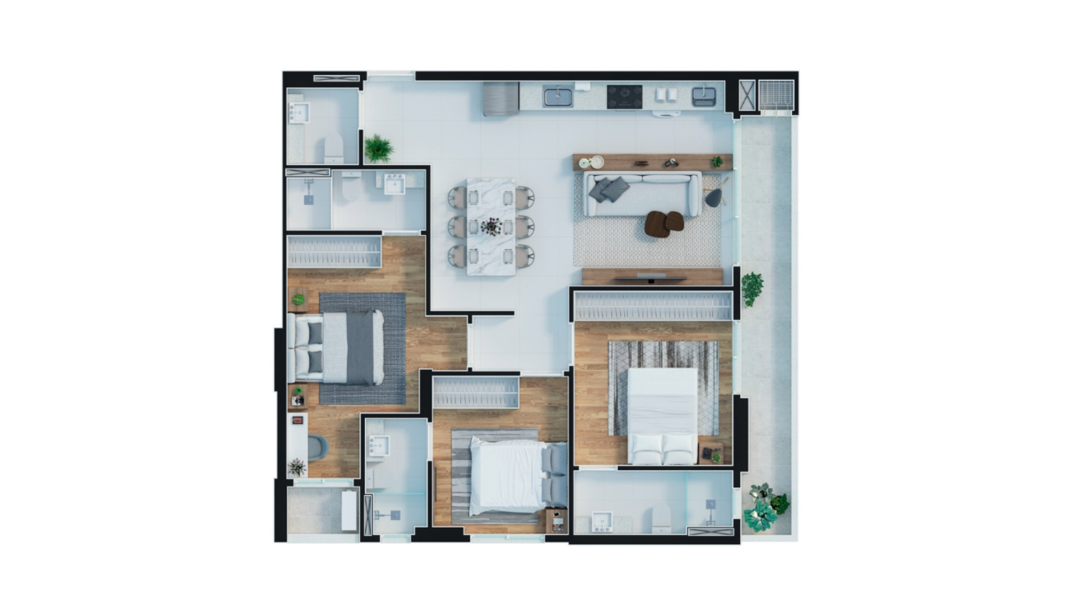 Apartamento com 3 Suítes no Sky Brava com Vista Mar na Praia Brava em Itajaí - Planta