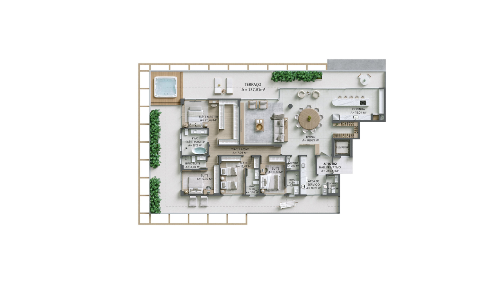 Apartamento com 4 Suítes no Brava Concetto na Praia Brava em Itajaí - Planta