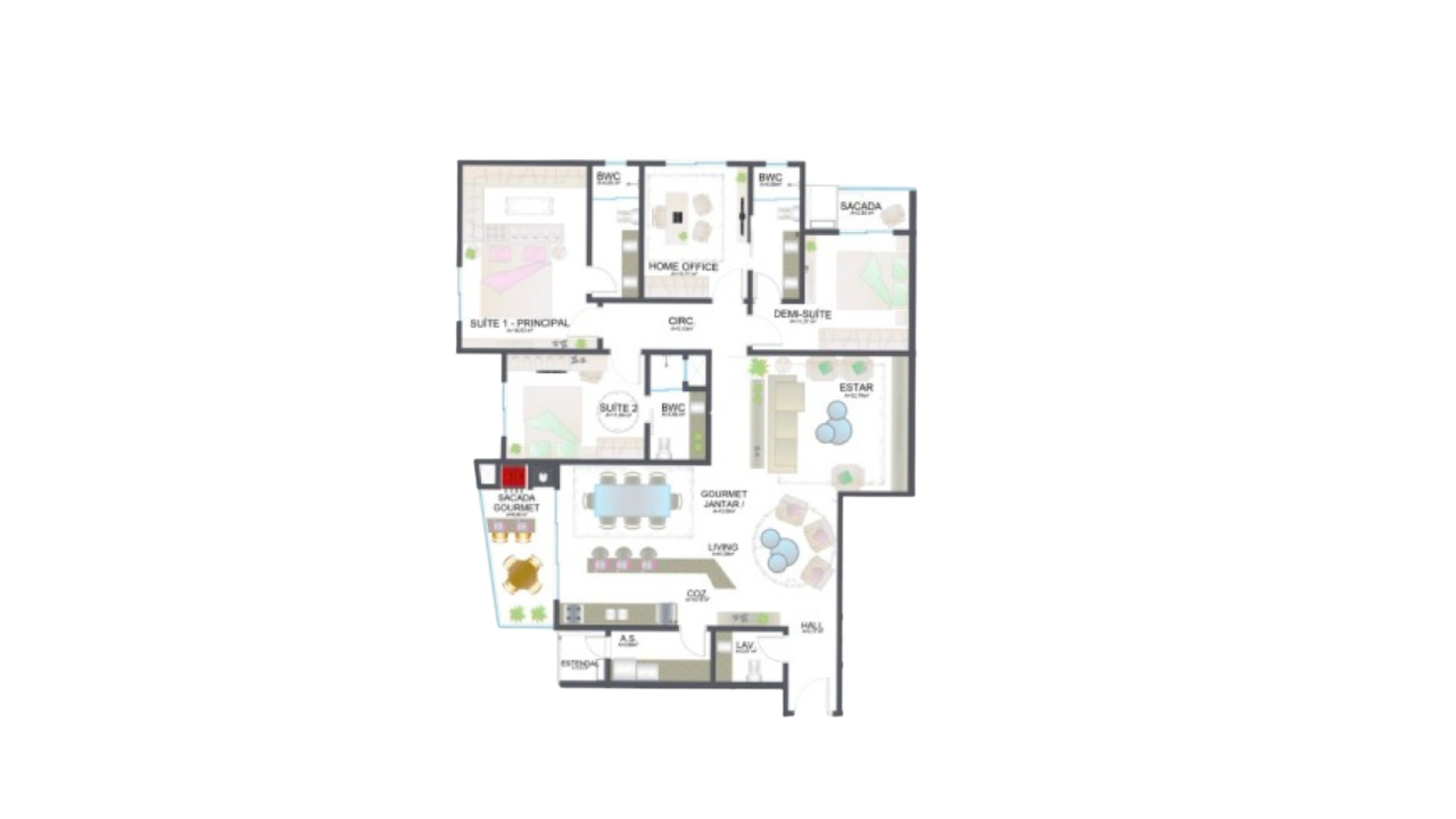 Apartamento com 4 quartos no Jardins da Brava na Praia Brava em Itajaí - Planta