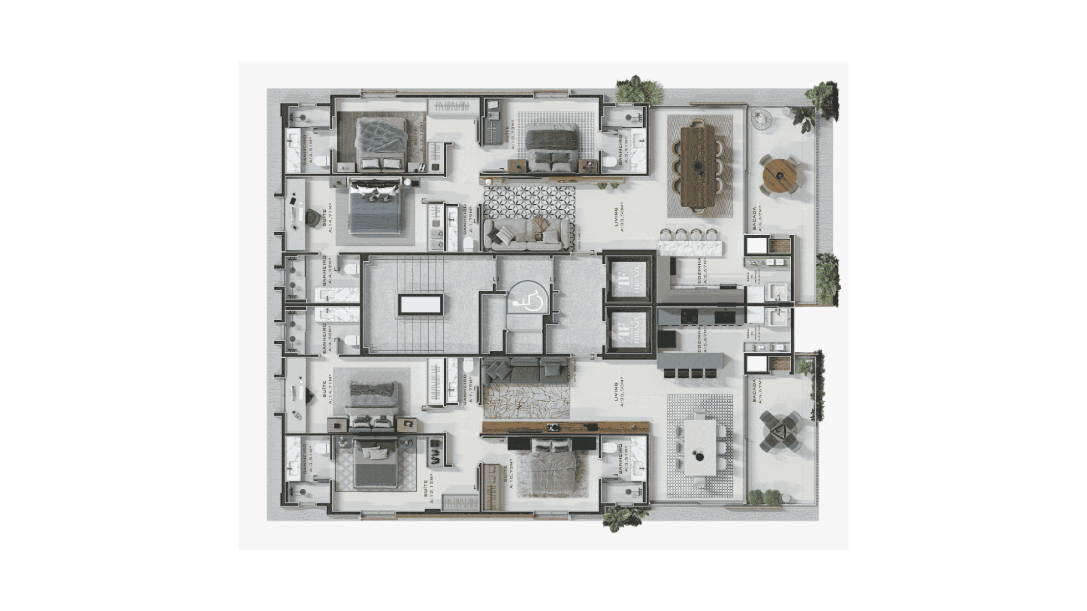 Apartamento com 3 Suítes no Torre di Firenze no Centro de Itapema - Planta