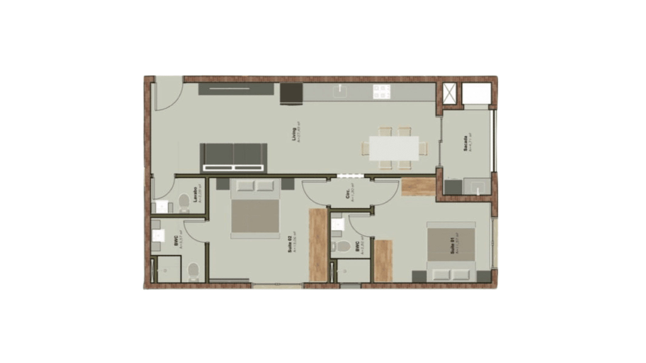 Apartamento com 2 Suítes no 14 Bis Home Club em Jardim Dourado, Porto Belo - Planta