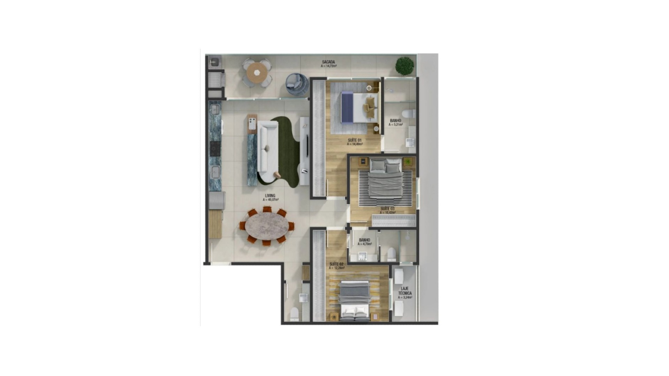 Apartamento com 3 Suítes no Brava Ocean Home Club na Praia Brava em Itajaí - Planta