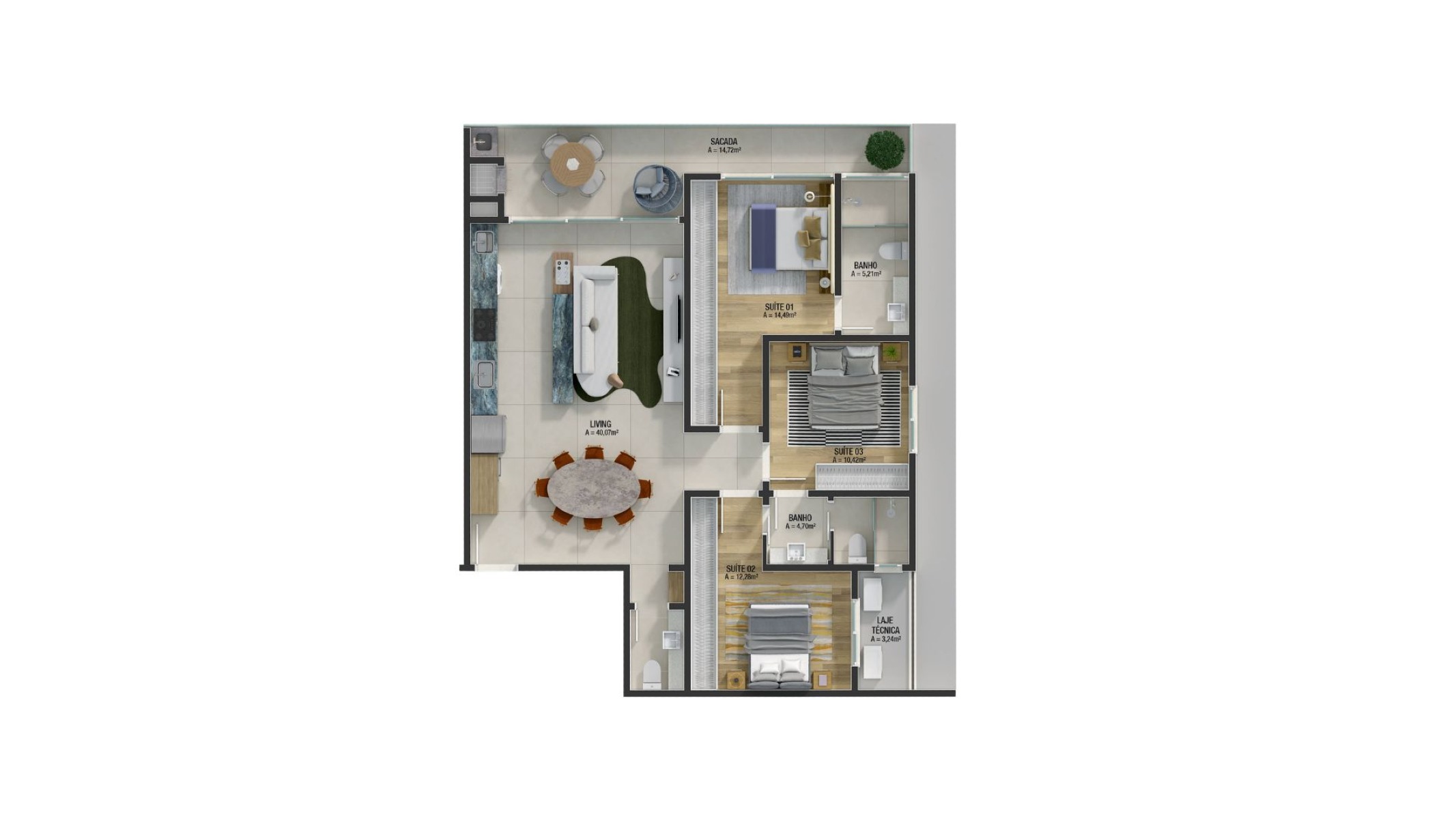 Apartamento com 3 Quartos no Brava Ocean Home Club na Praia Brava em Itajaí - Planta