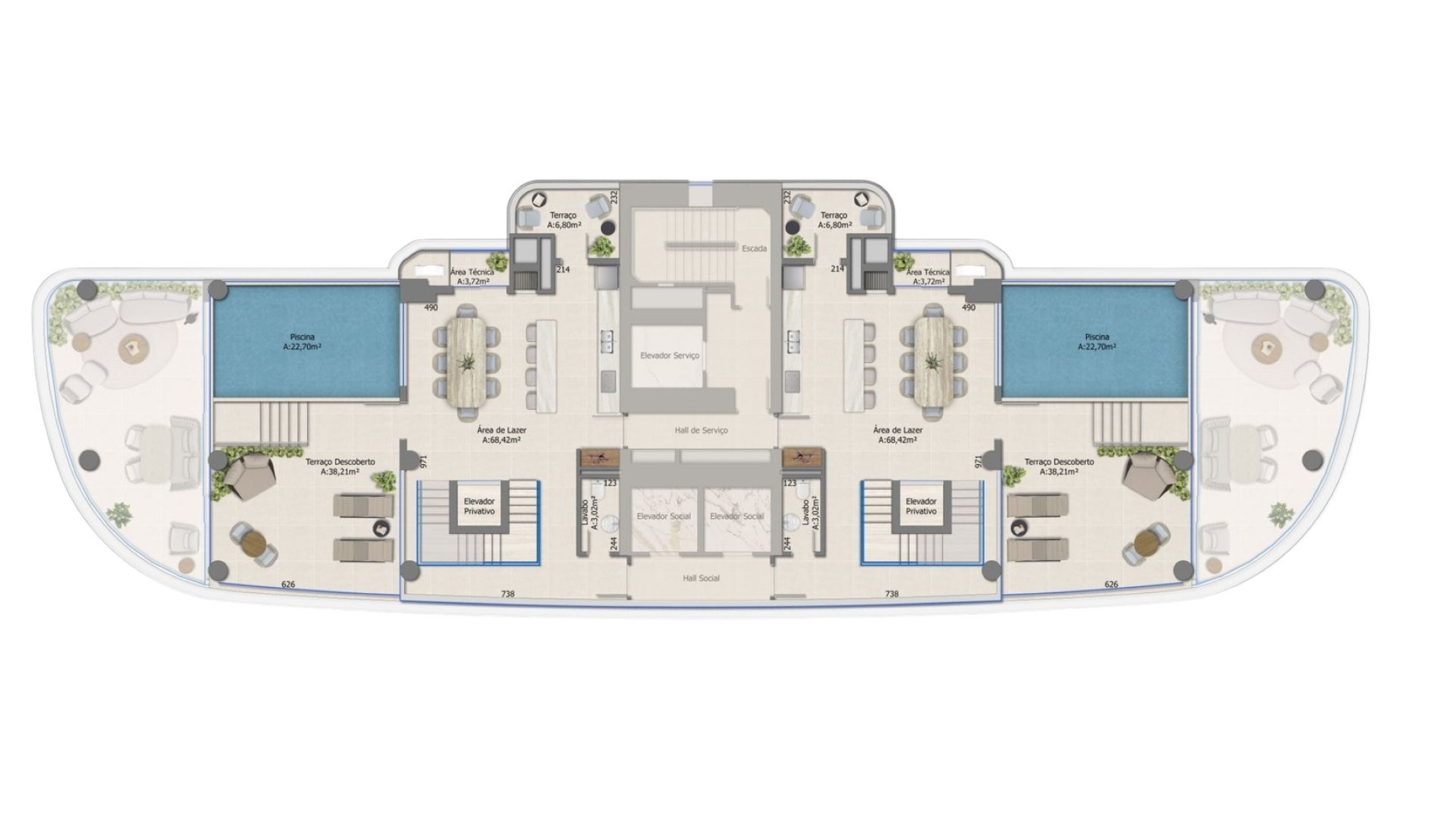 Cobertura Triplex com 5 Suítes no Edifício Elbrus no Centro de Balneário Camboriú - Planta